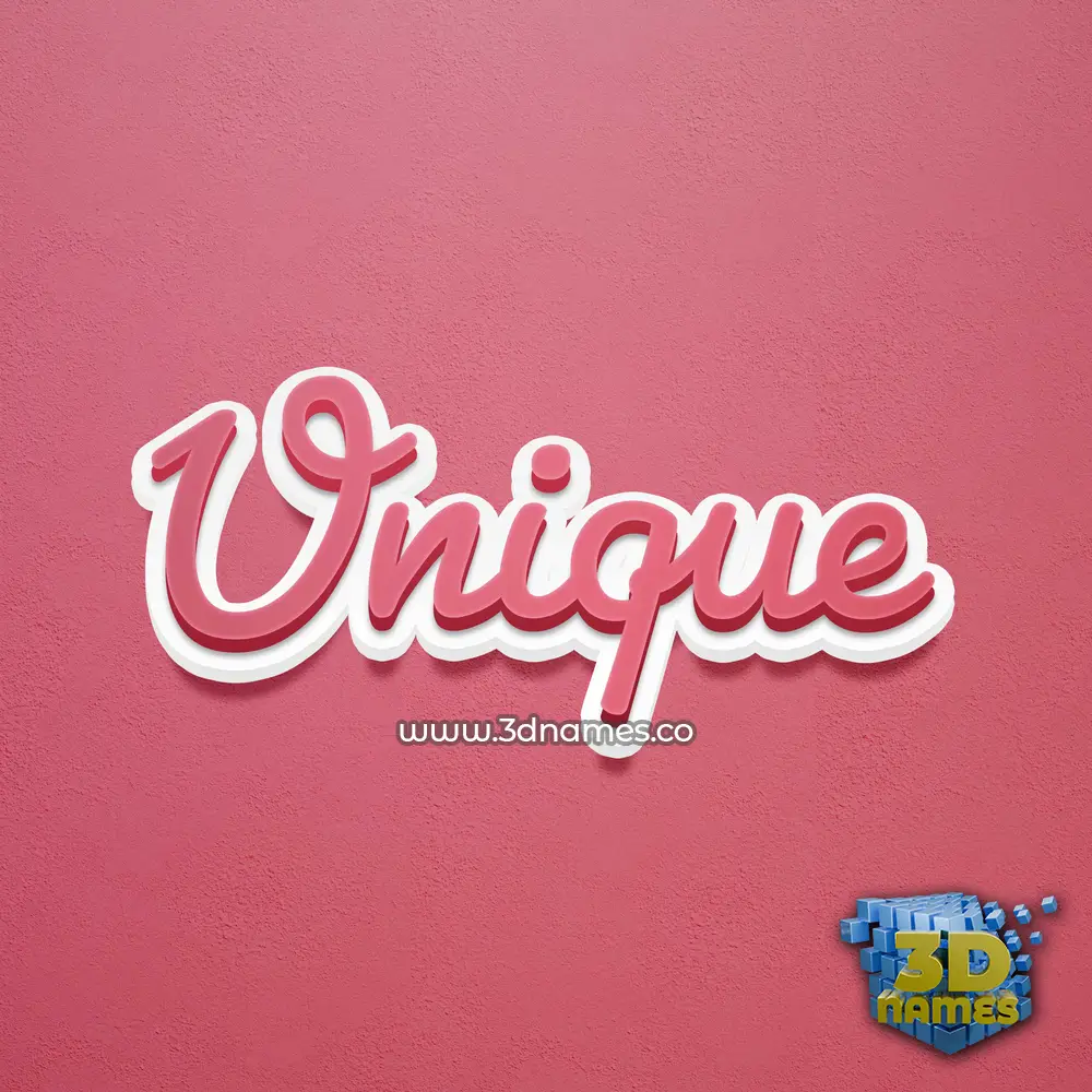 unique in Red Scribble style - 3D name wallpaper
