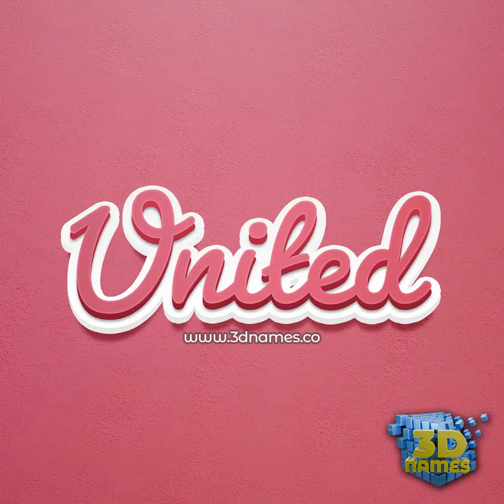 united in Red Scribble style - 3D name wallpaper