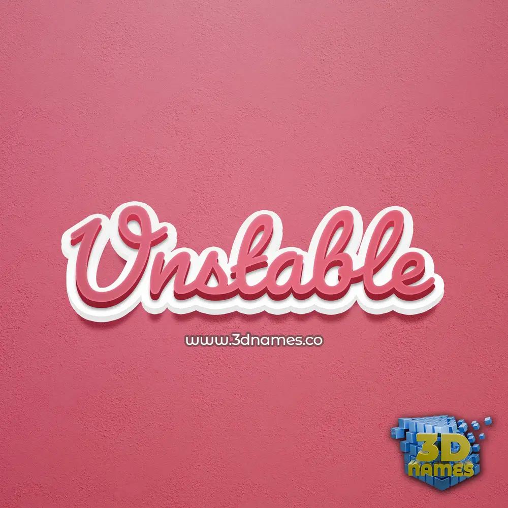 unstable in Red Scribble style - 3D name wallpaper