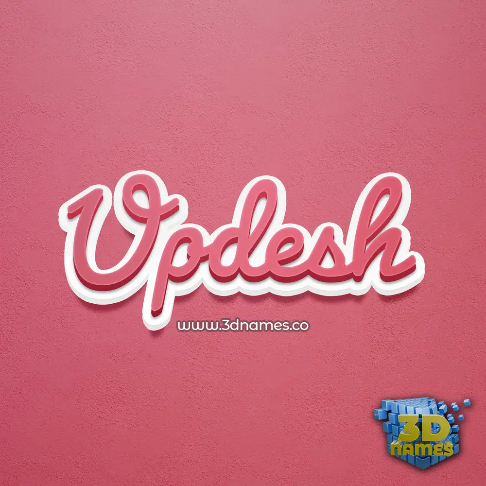 updesh in Red Scribble style - 3D name wallpaper