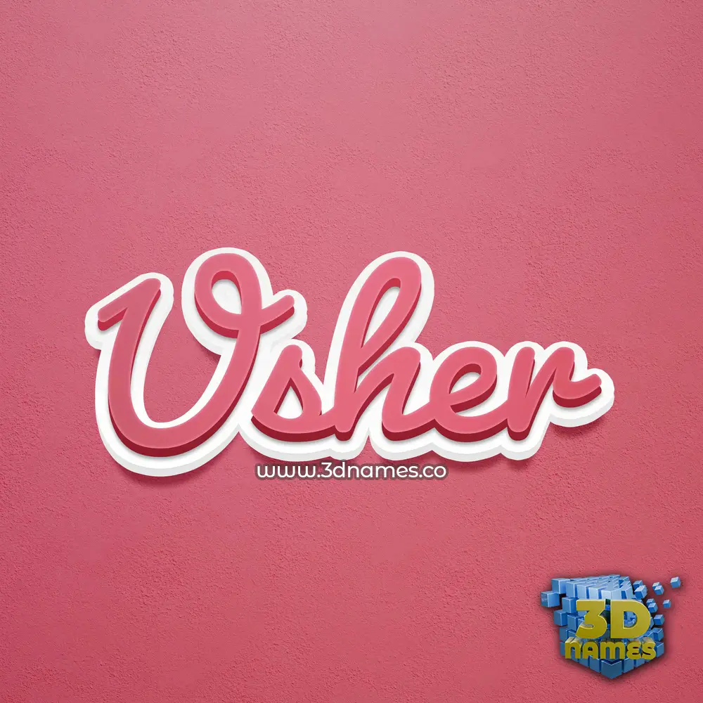 usher in Red Scribble style - 3D name wallpaper