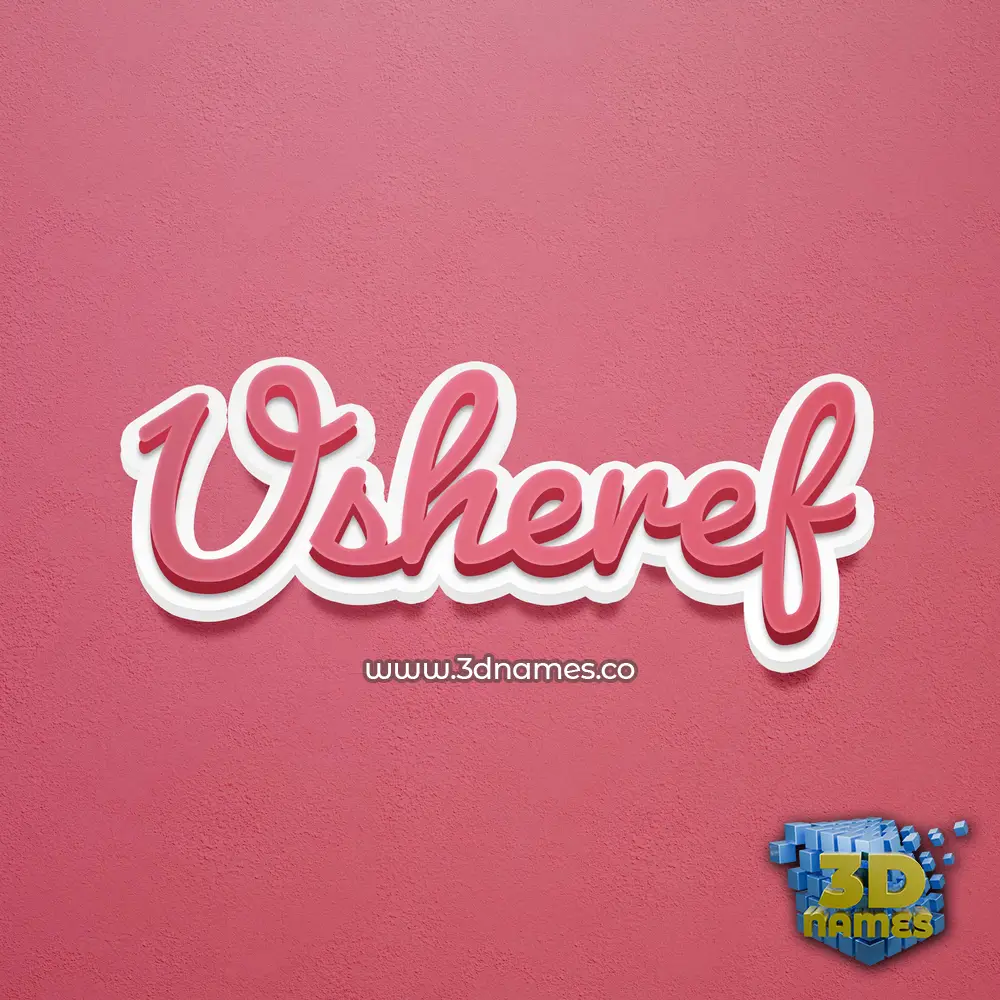 usheref in Red Scribble style - 3D name wallpaper