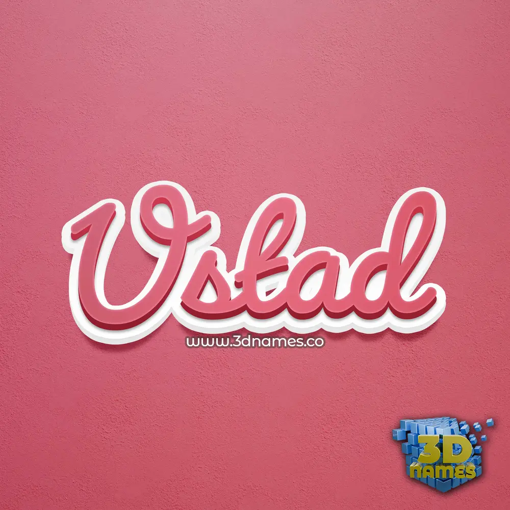 ustad in Red Scribble style - 3D name wallpaper