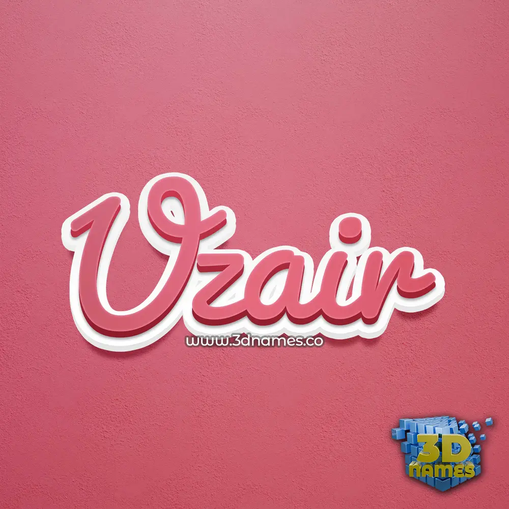 uzair in Red Scribble style - 3D name wallpaper