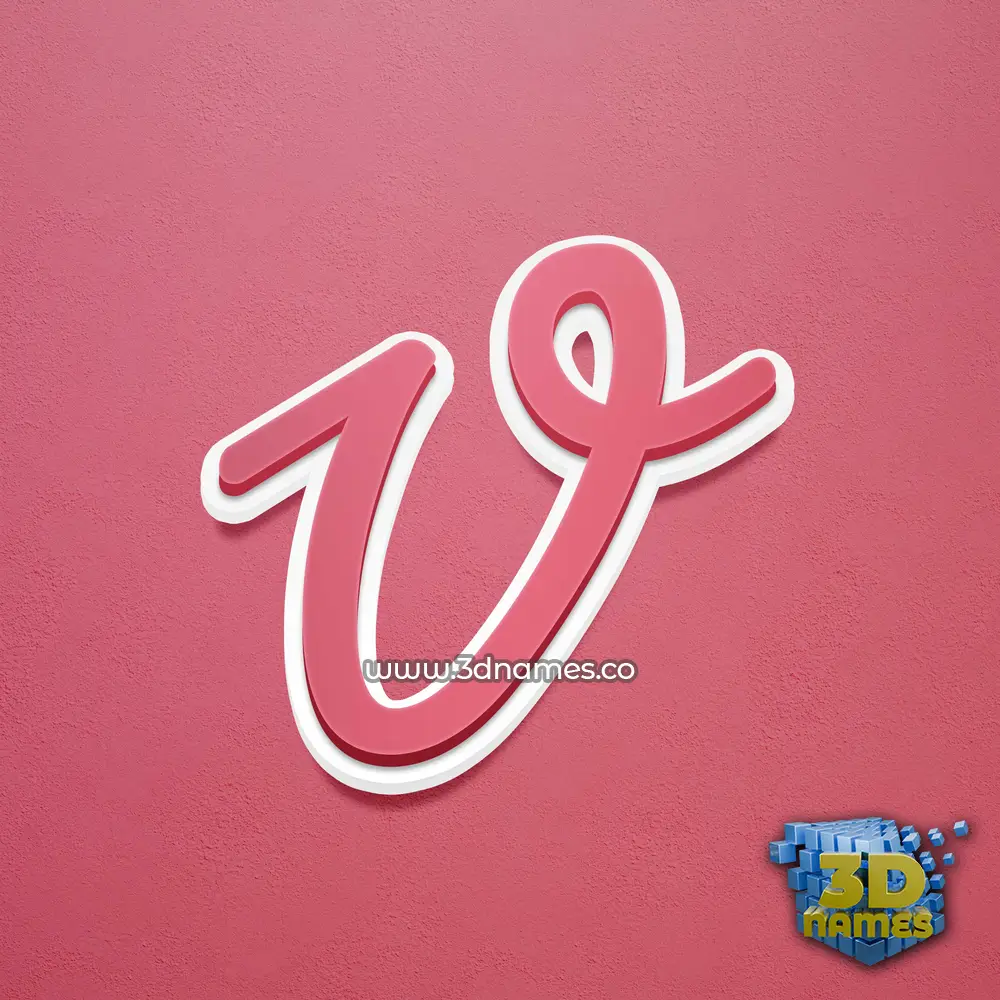 v in Red Scribble style - 3D name wallpaper