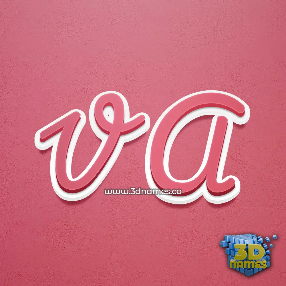 v a in Red Scribble style - 3D name wallpaper