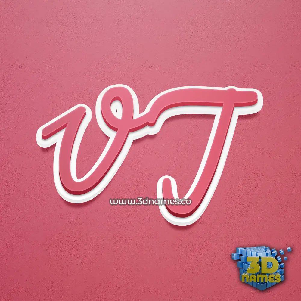 v j in Red Scribble style - 3D name wallpaper