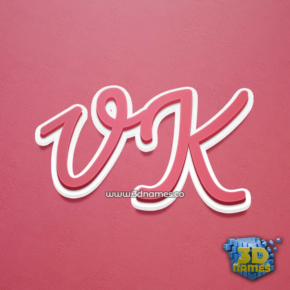 v k in Red Scribble style - 3D name wallpaper