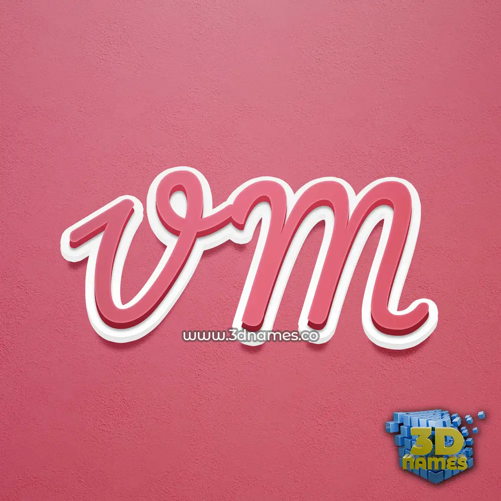 v m in Red Scribble style - 3D name wallpaper