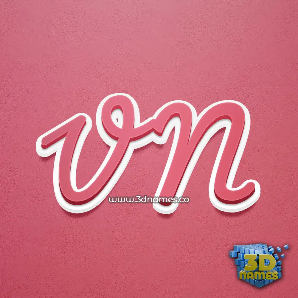 v n in Red Scribble style - 3D name wallpaper