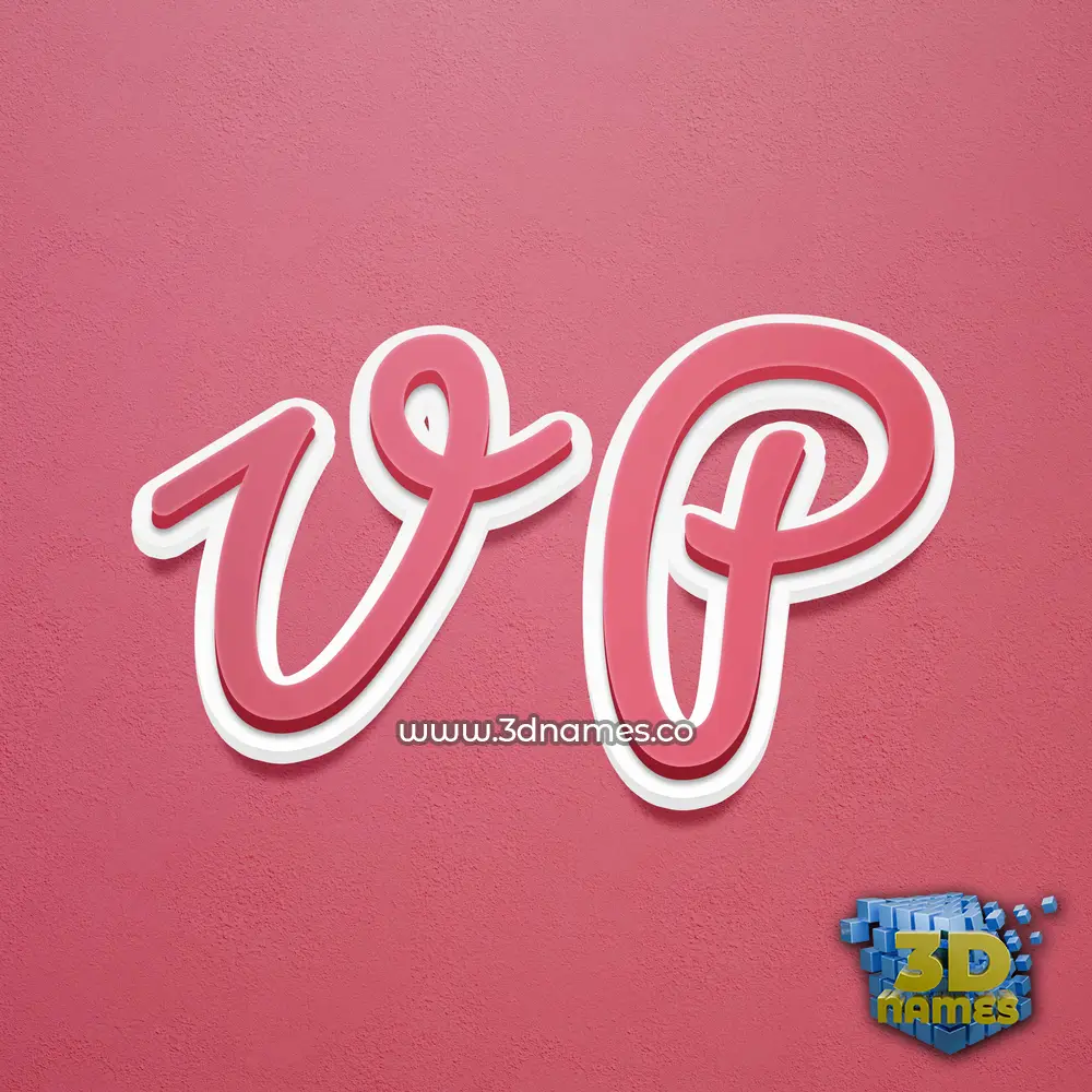 v p in Red Scribble style - 3D name wallpaper