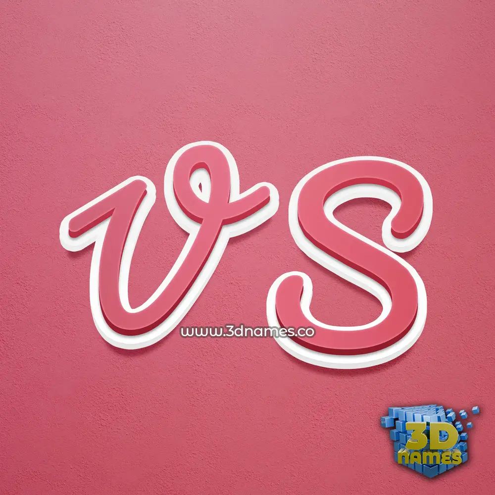 v s in Red Scribble style - 3D name wallpaper