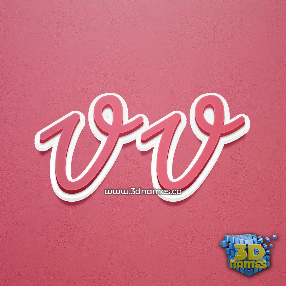 v v in Red Scribble style - 3D name wallpaper