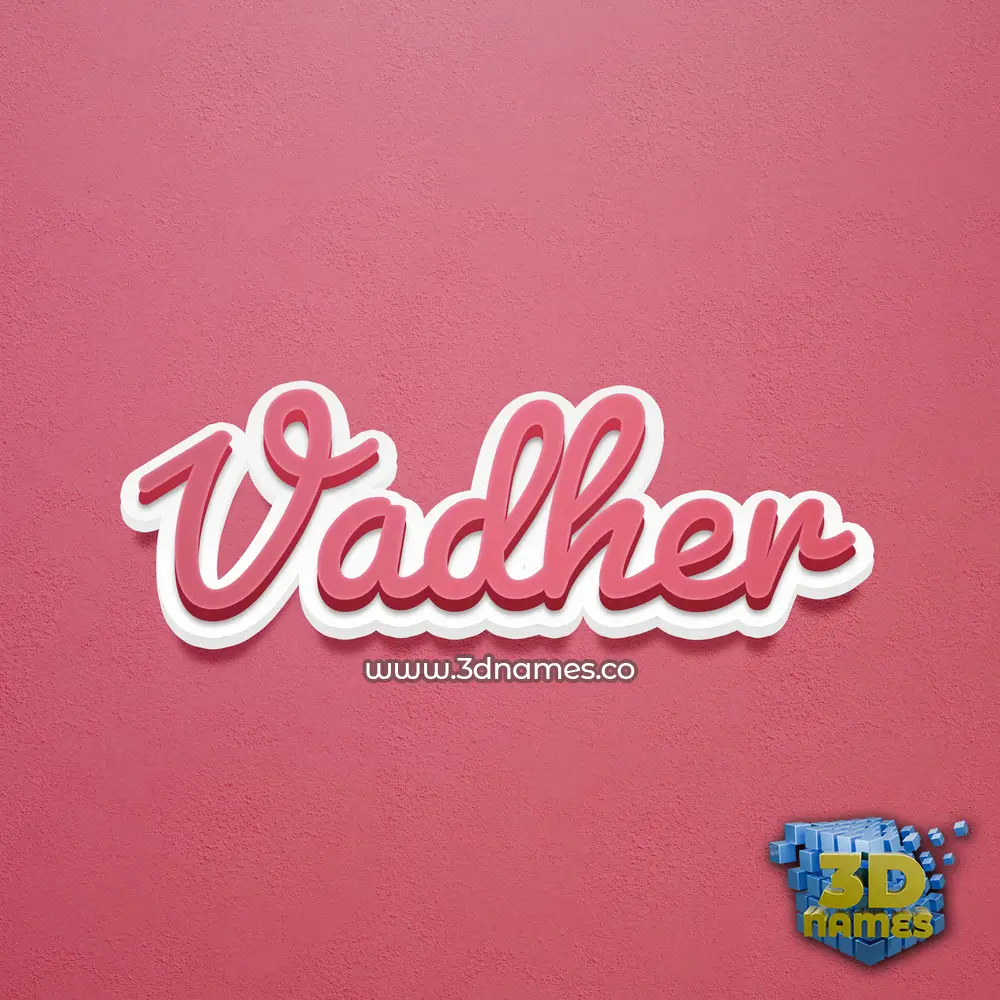 vadher in Red Scribble style - 3D name wallpaper