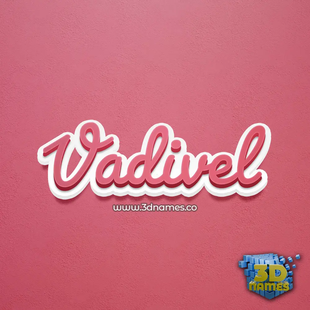 vadivel in Red Scribble style - 3D name wallpaper