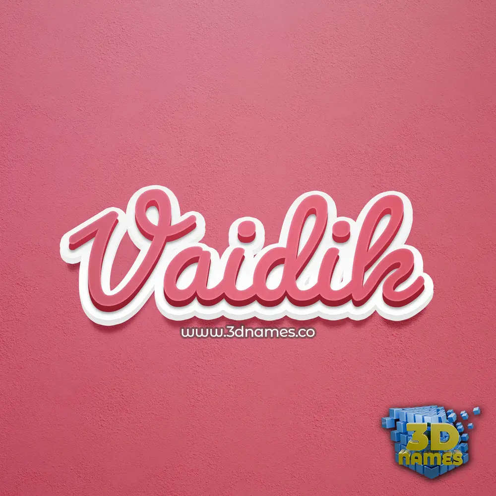 vaidik in Red Scribble style - 3D name wallpaper