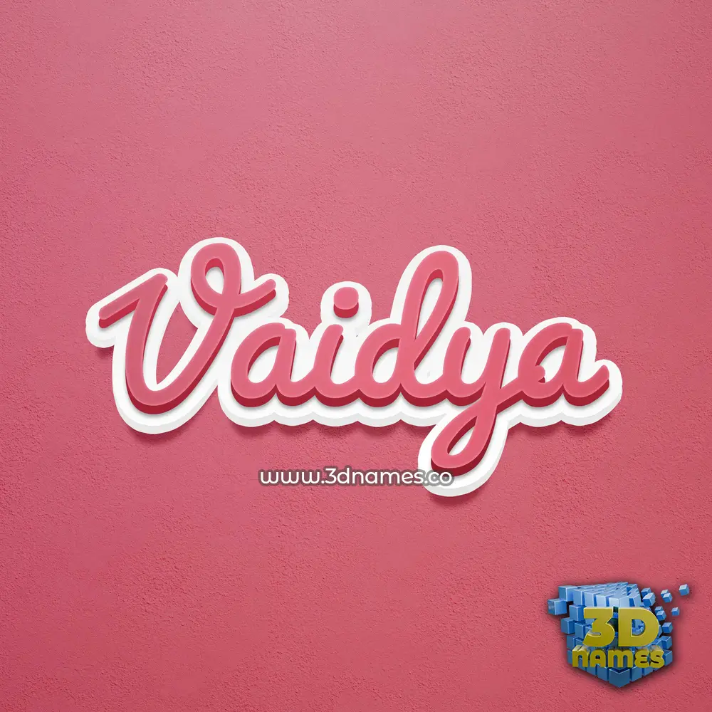 vaidya in Red Scribble style - 3D name wallpaper