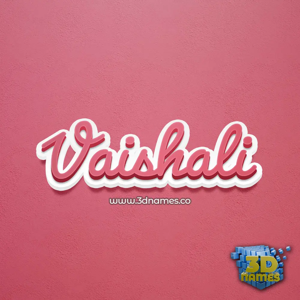 vaishali in Red Scribble style - 3D name wallpaper
