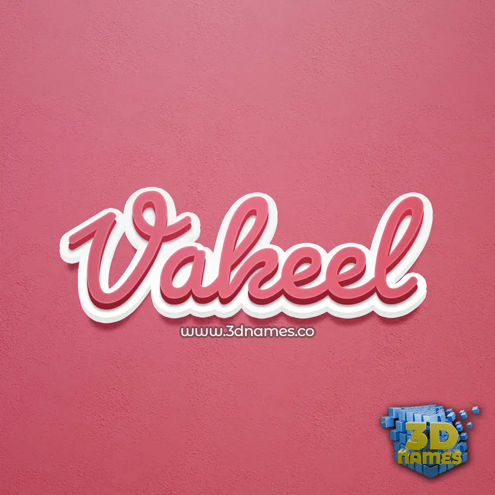 vakeel in Red Scribble style - 3D name wallpaper