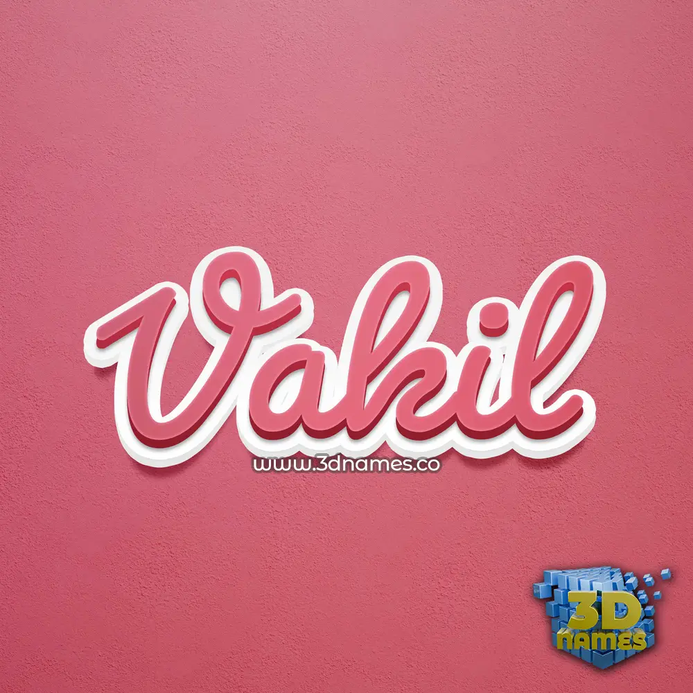 vakil in Red Scribble style - 3D name wallpaper