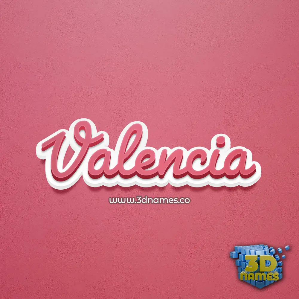 valencia in Red Scribble style - 3D name wallpaper