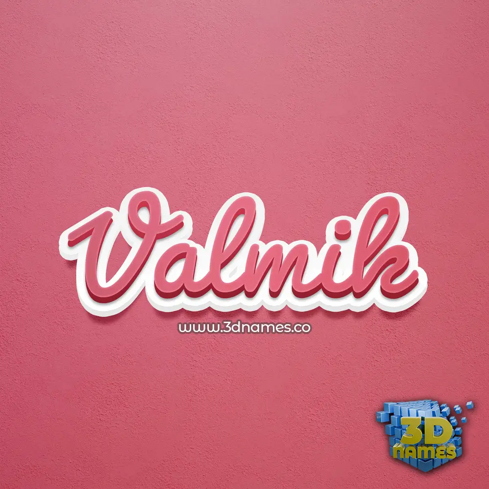 valmik in Red Scribble style - 3D name wallpaper