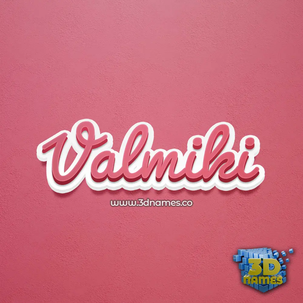 valmiki in Red Scribble style - 3D name wallpaper