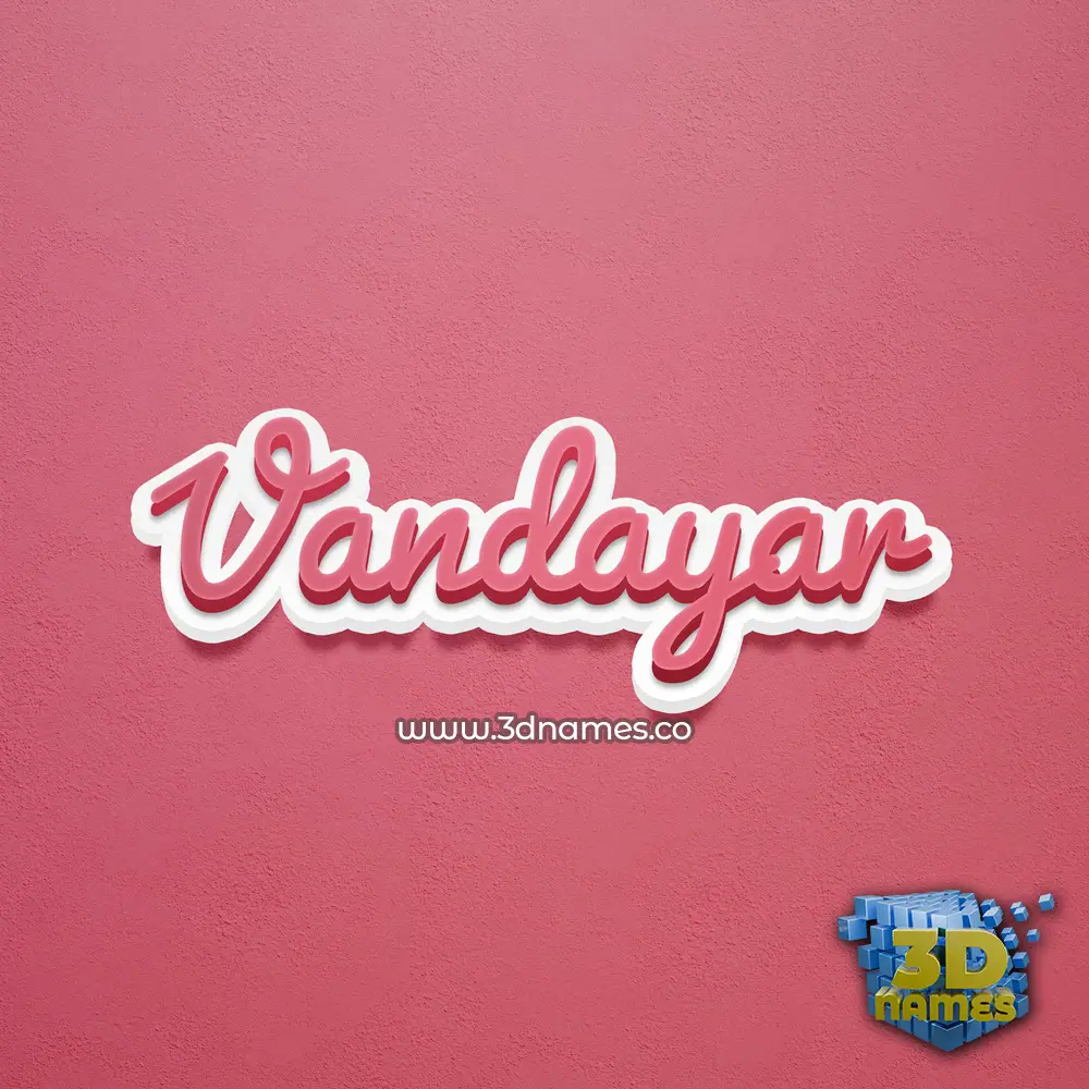 vandayar in Red Scribble style - 3D name wallpaper
