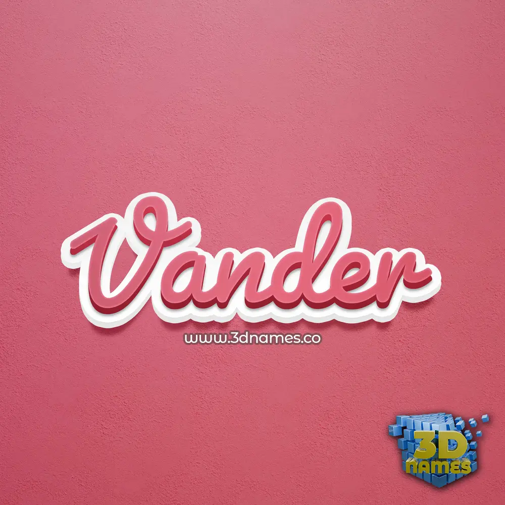 vander in Red Scribble style - 3D name wallpaper