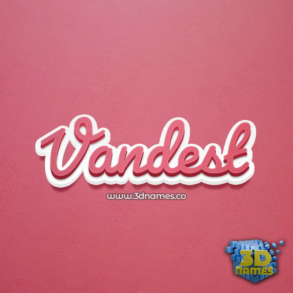 vandest in Red Scribble style - 3D name wallpaper