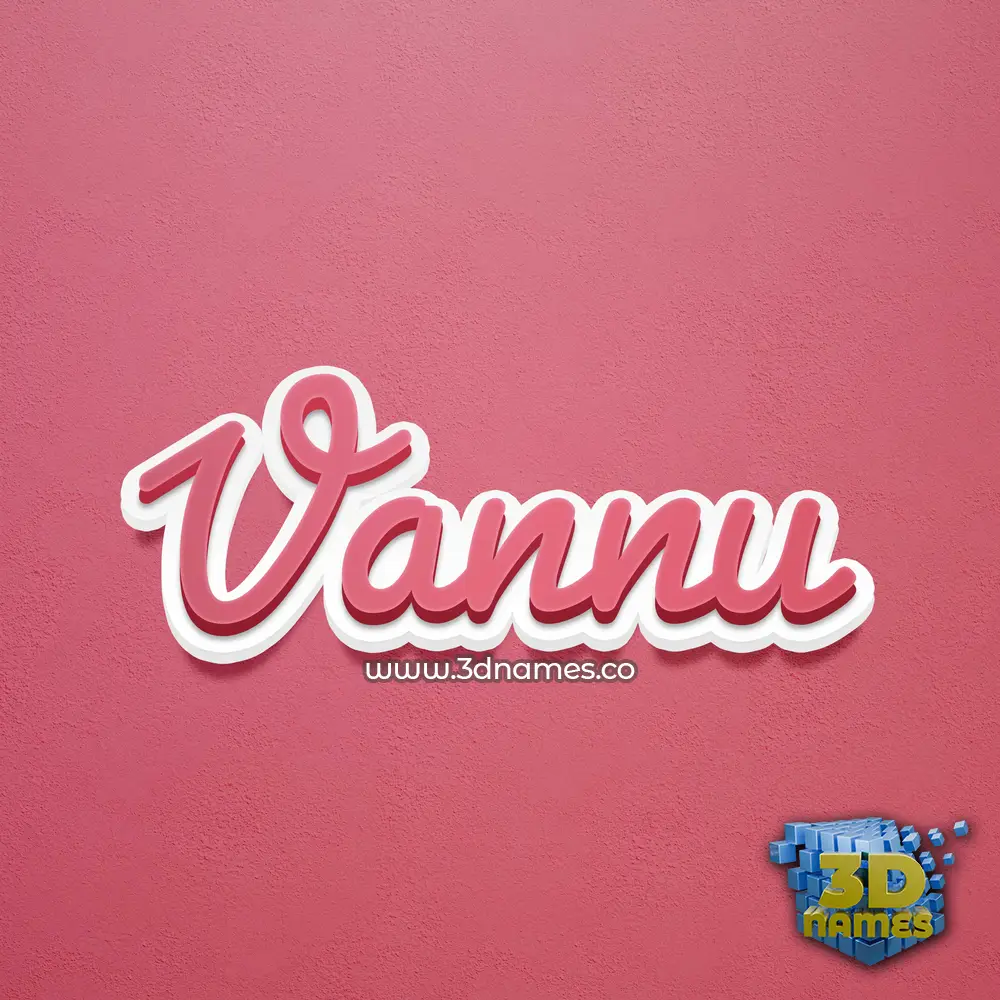 vannu in Red Scribble style - 3D name wallpaper