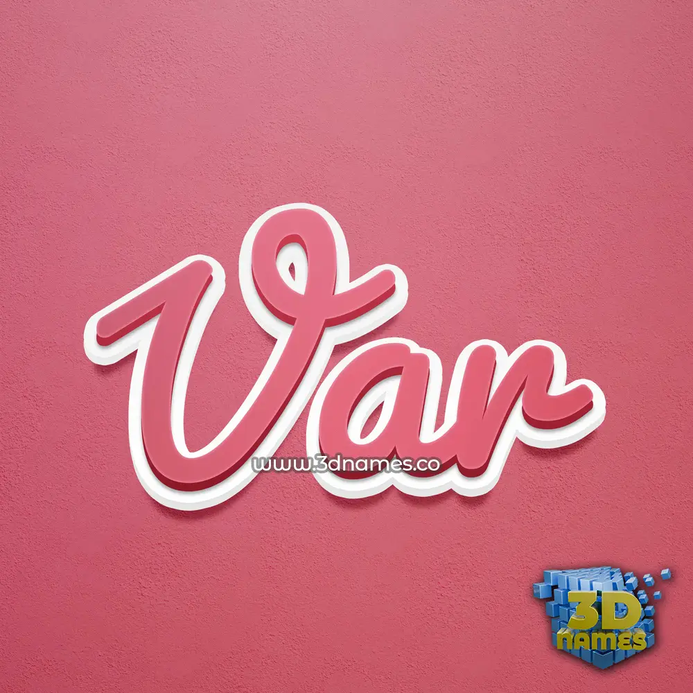 var in Red Scribble style - 3D name wallpaper