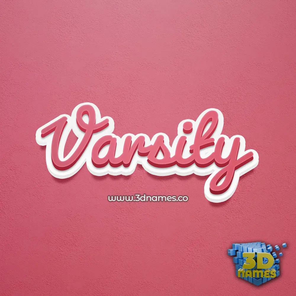 varsity in Red Scribble style - 3D name wallpaper