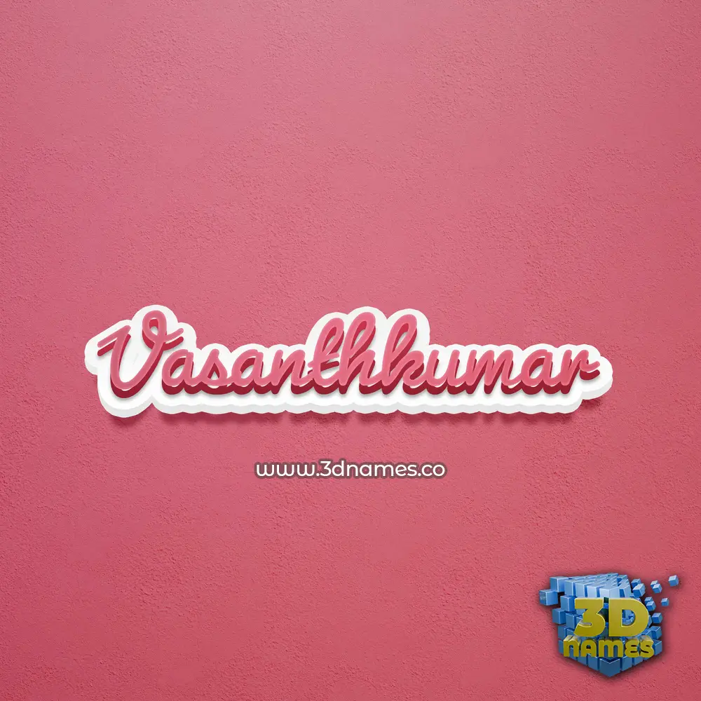 vasanthkumar in Red Scribble style - 3D name wallpaper