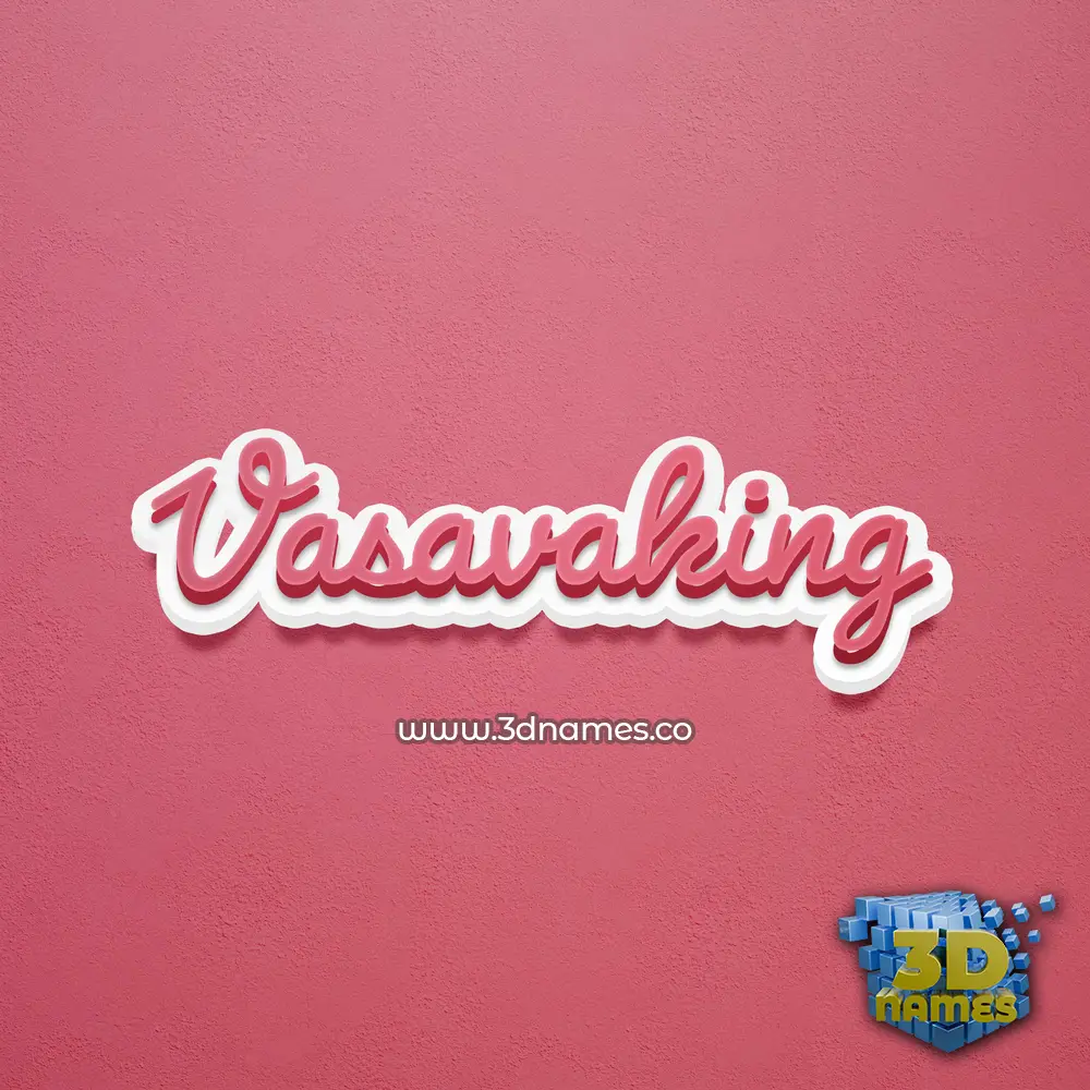 vasavaking in Red Scribble style - 3D name wallpaper