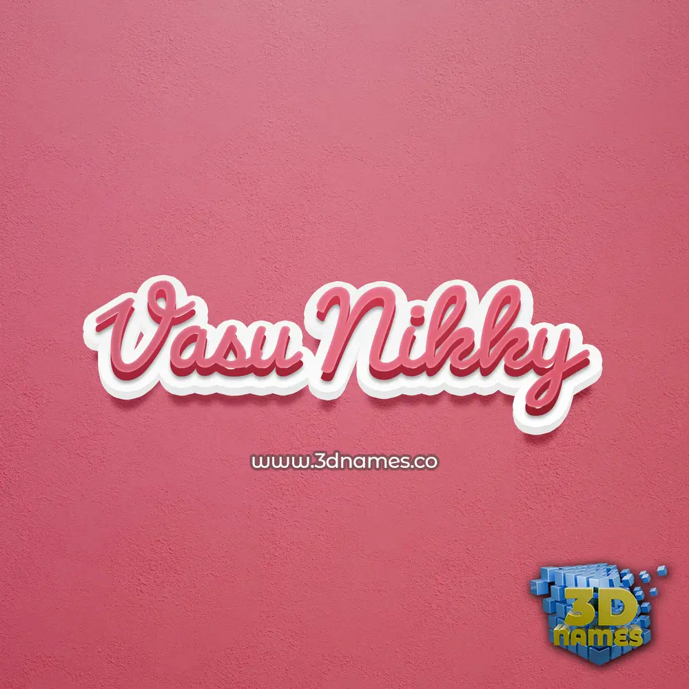 vasu nikky in Red Scribble style - 3D name wallpaper
