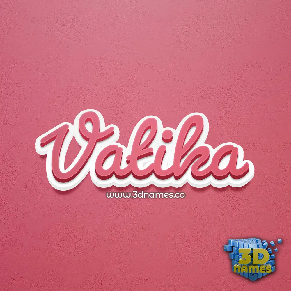 vatika in Red Scribble style - 3D name wallpaper