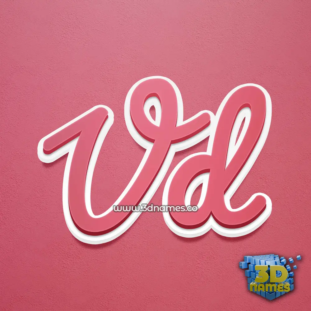 vd in Red Scribble style - 3D name wallpaper