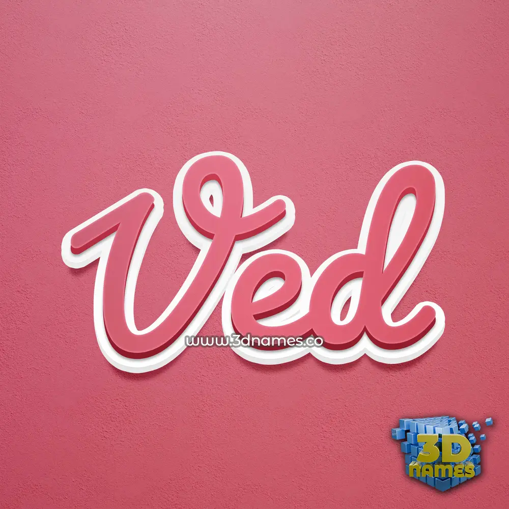 ved in Red Scribble style - 3D name wallpaper