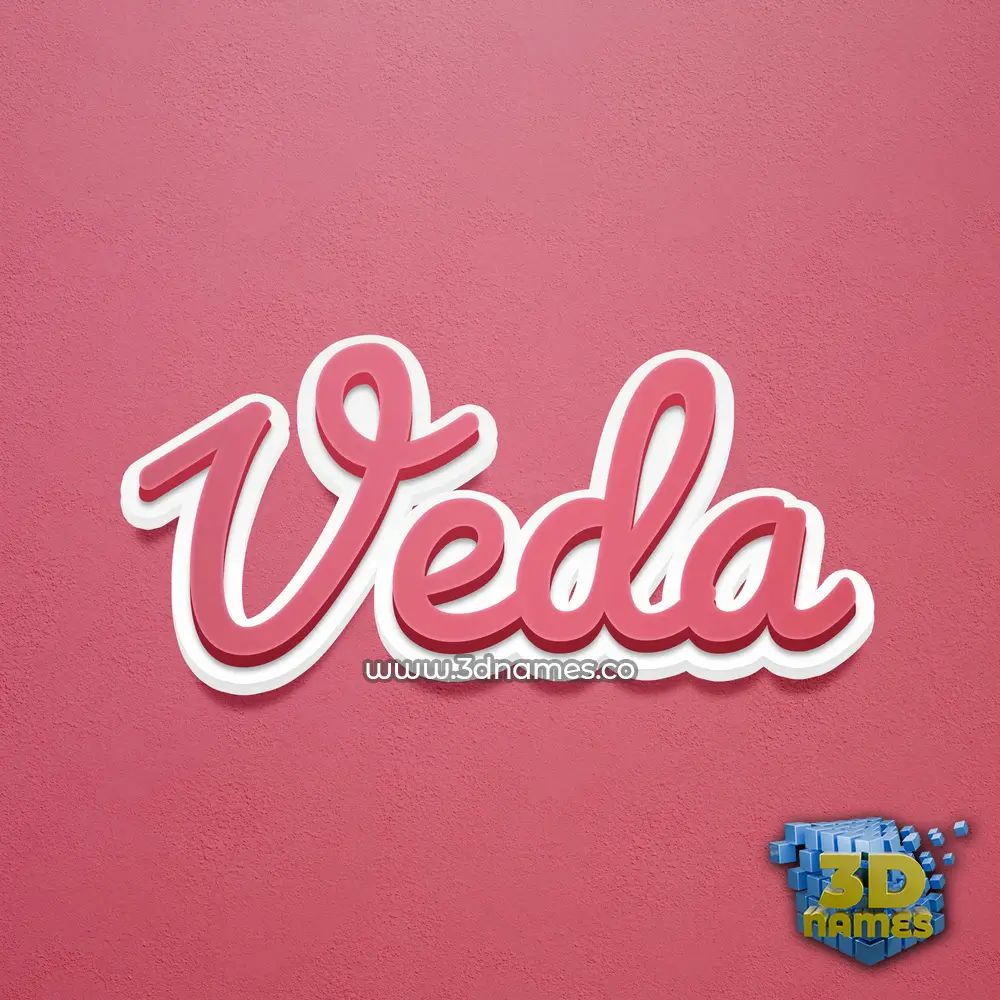 veda in Red Scribble style - 3D name wallpaper