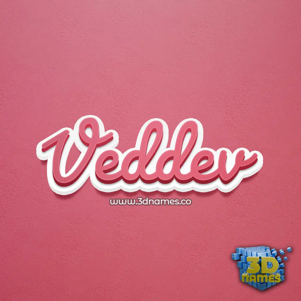 veddev in Red Scribble style - 3D name wallpaper