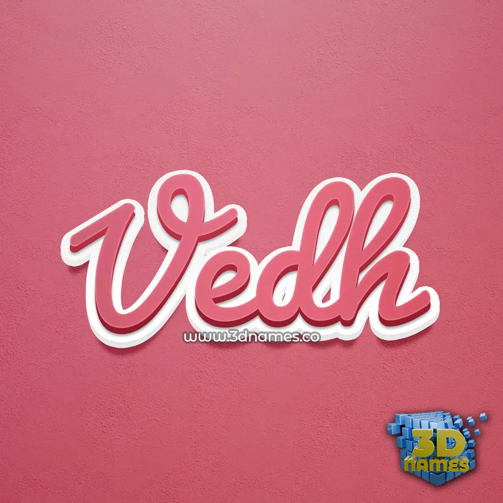 vedh in Red Scribble style - 3D name wallpaper