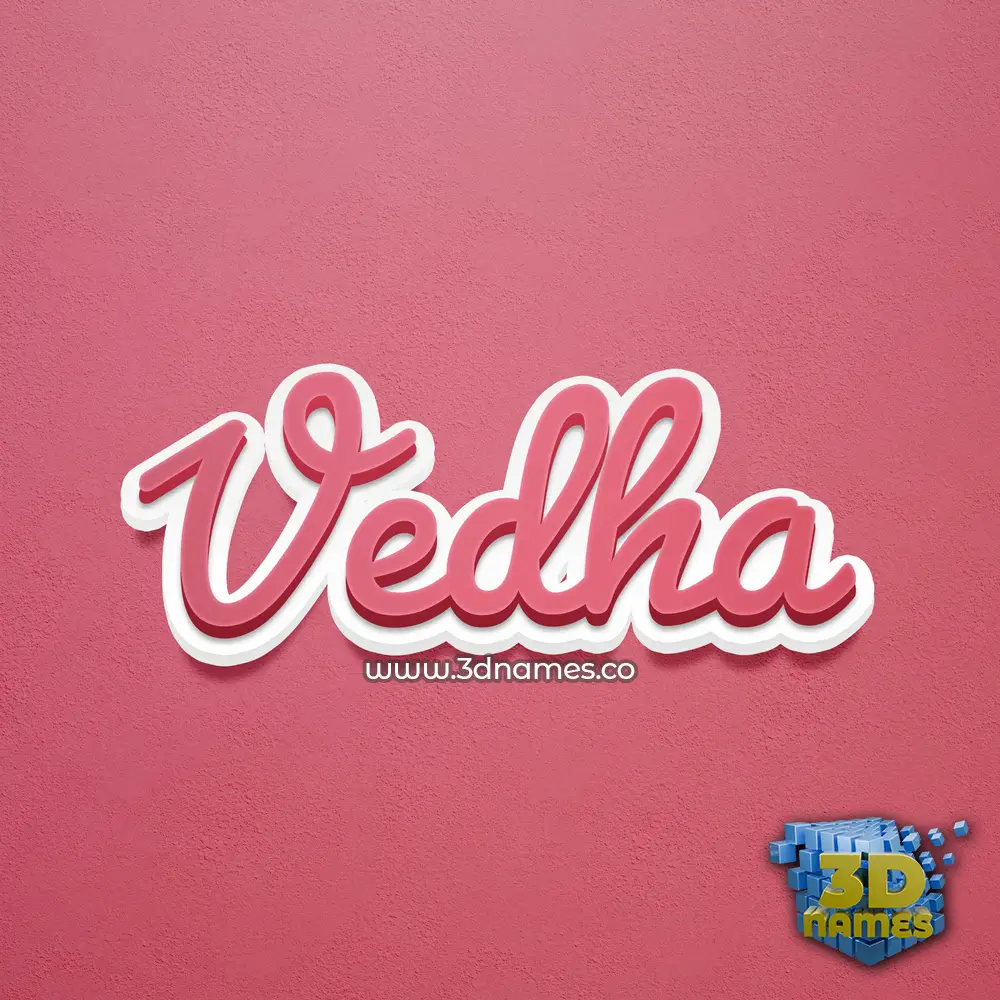 vedha in Red Scribble style - 3D name wallpaper