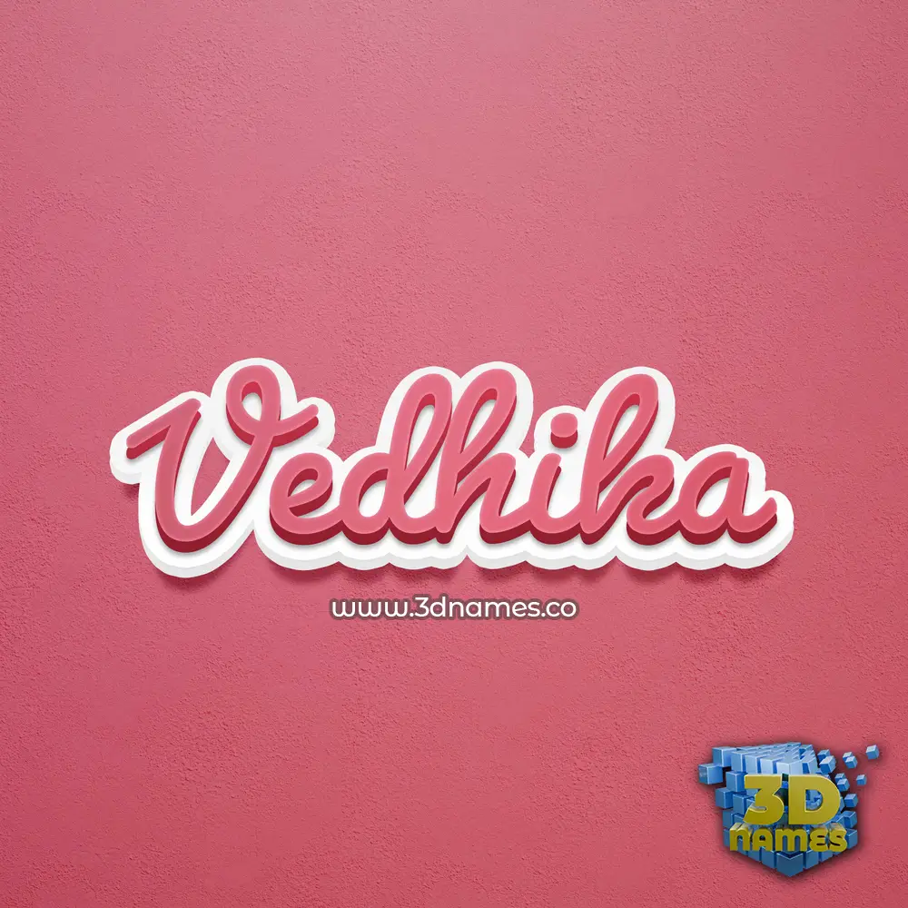 vedhika in Red Scribble style - 3D name wallpaper