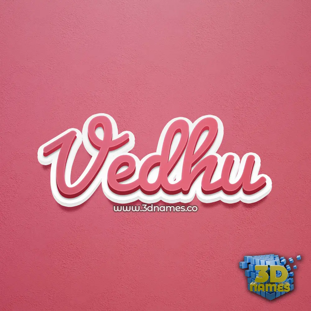 vedhu in Red Scribble style - 3D name wallpaper