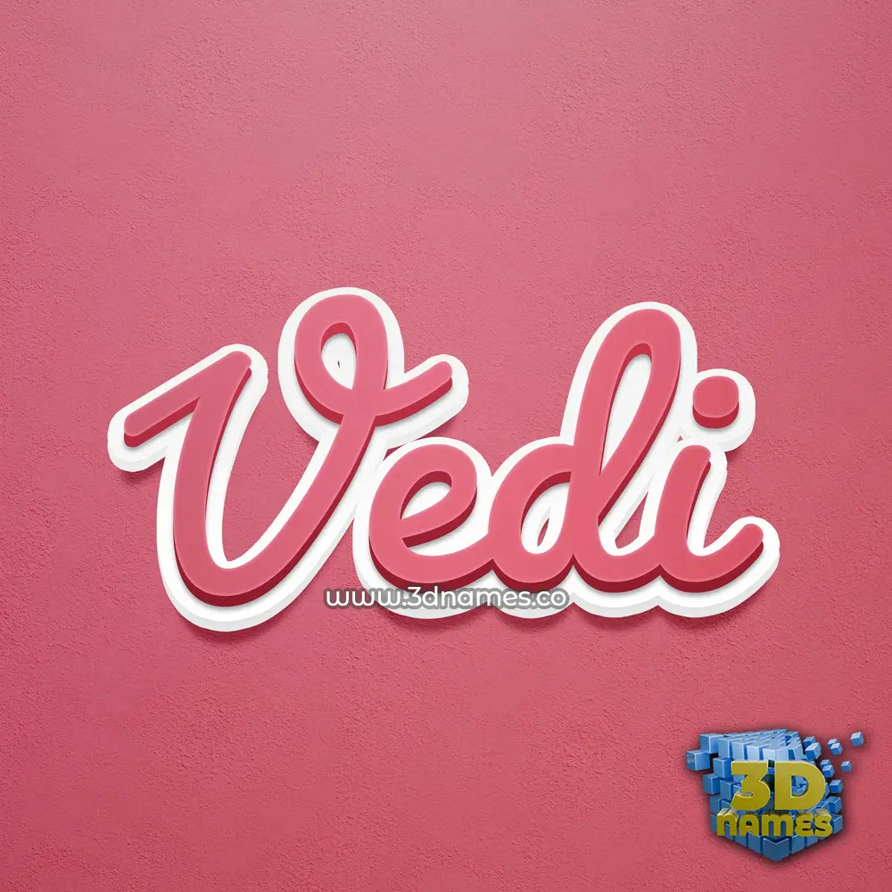 vedi in Red Scribble style - 3D name wallpaper