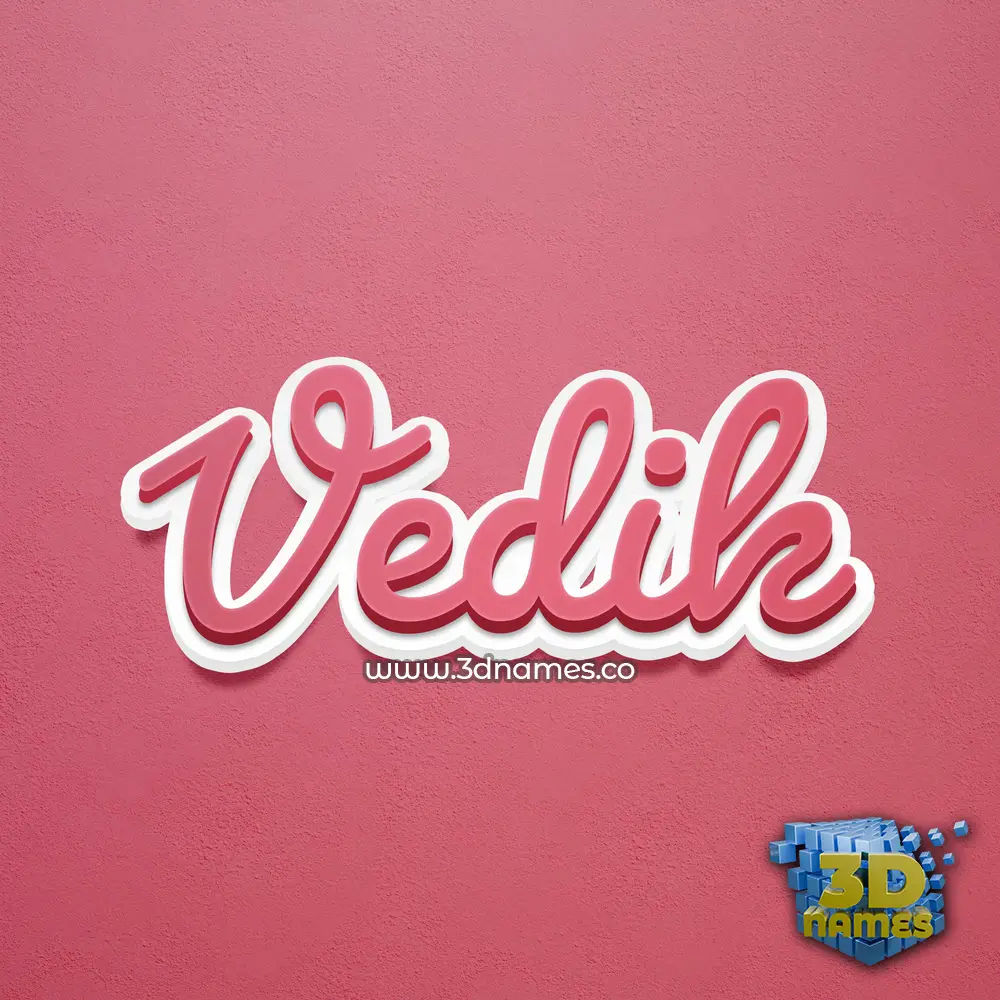 vedik in Red Scribble style - 3D name wallpaper