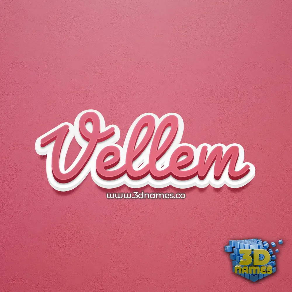 vellem in Red Scribble style - 3D name wallpaper