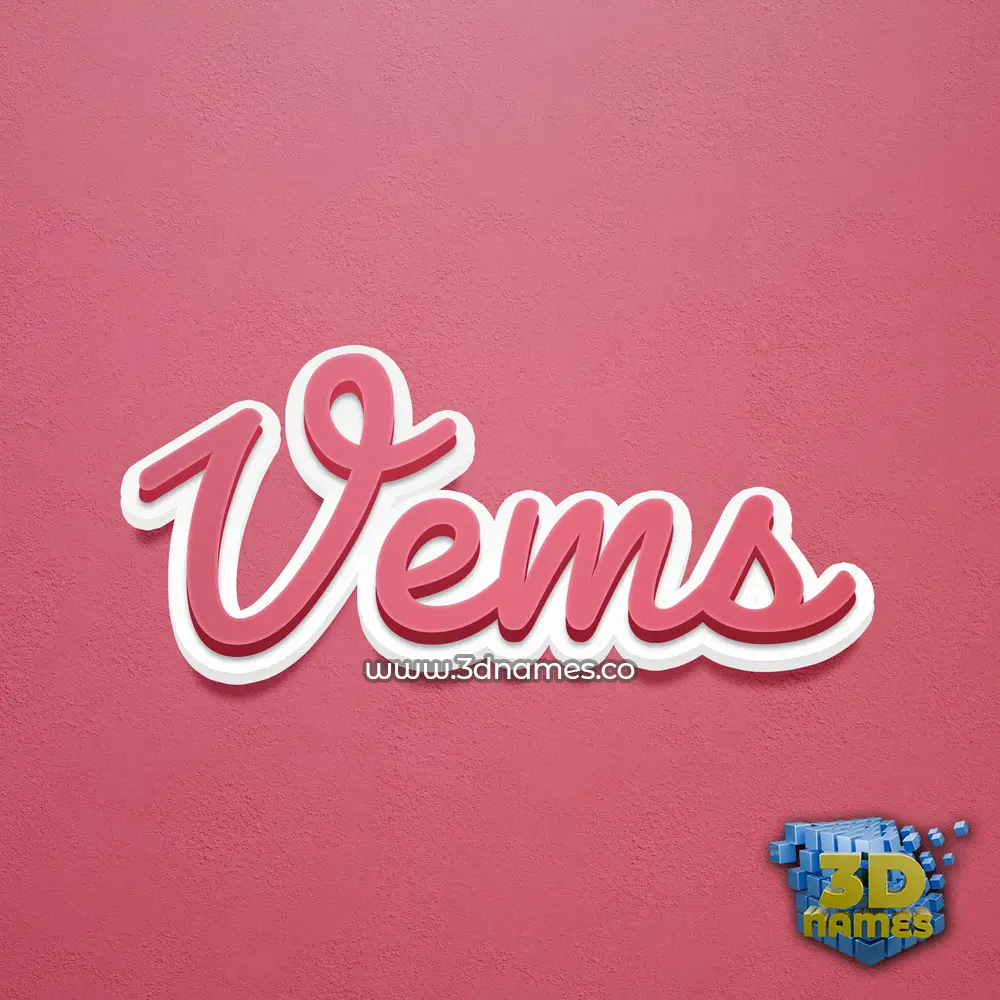 vems in Red Scribble style - 3D name wallpaper