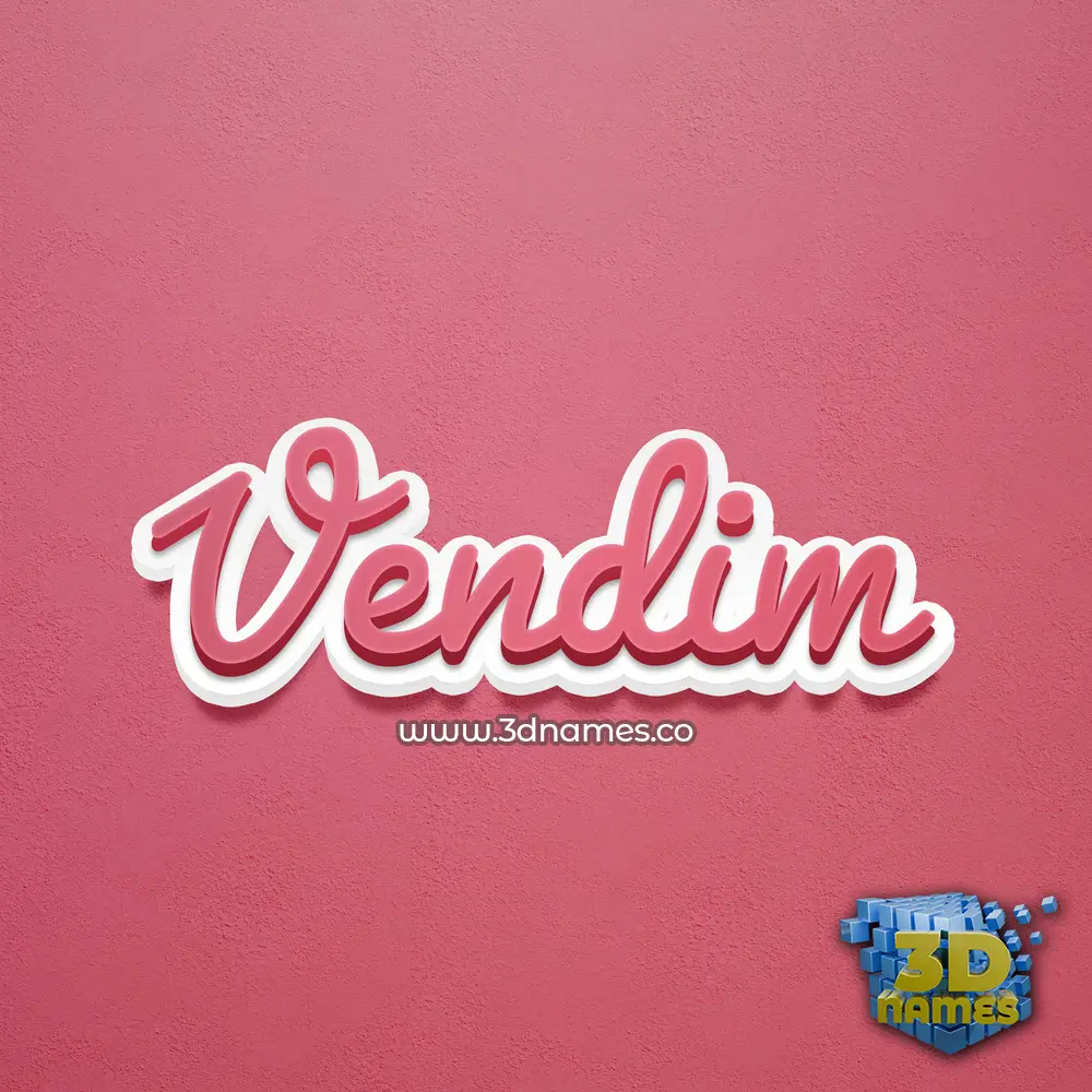 vendim in Red Scribble style - 3D name wallpaper